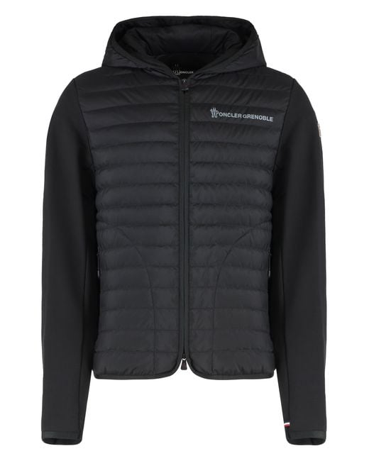 Moncler Black Cardigan With Padded Front Panel Shell: Cotton Cardigans for men