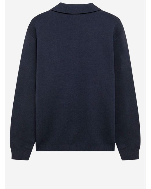 Autry Blue Viscose Blend Jacket With Logo Sweatshirts for men