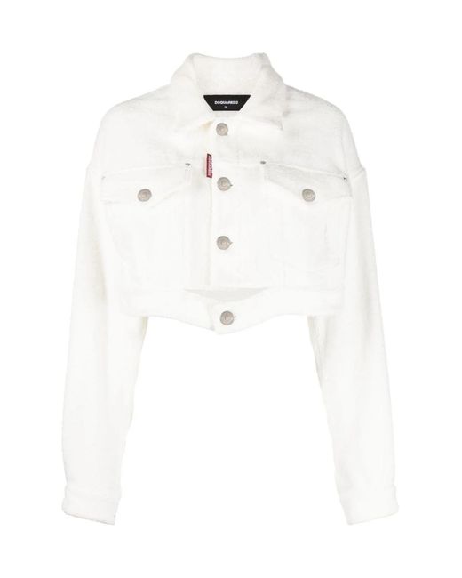 DSquared² White Cropped Towel Jacket