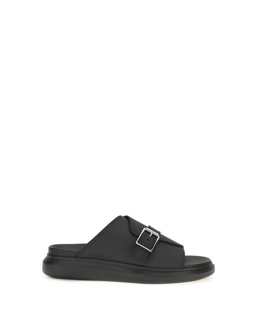 McQueen Black Buckle Slide Sandals for men