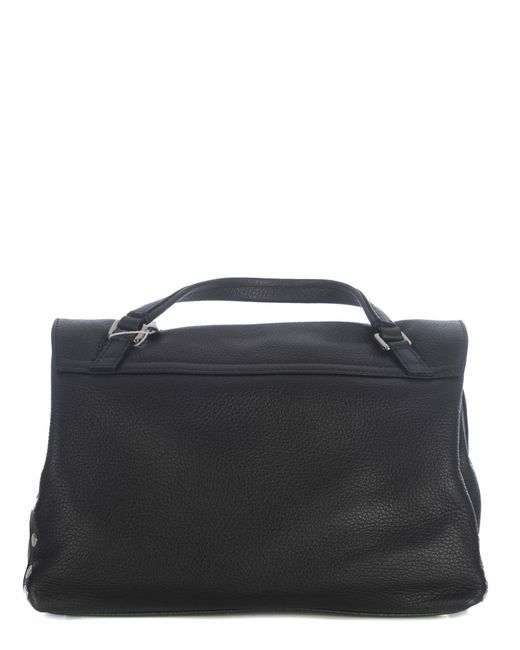 Zanellato Black Bag Postina Daily Giornos Made Of Textured Leather