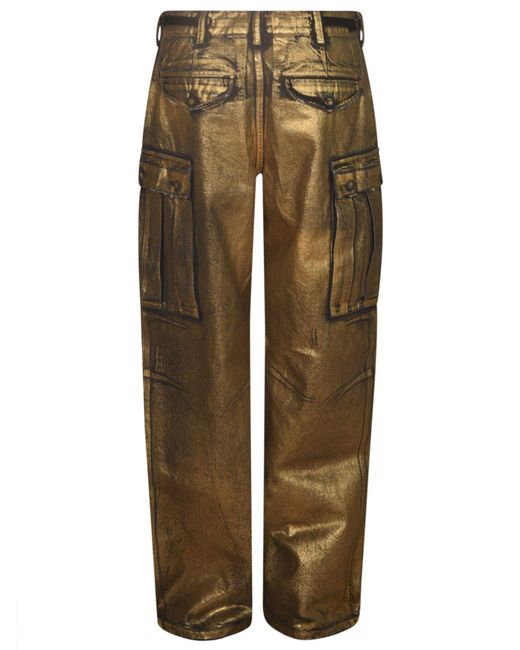 R13 Natural Cargo Buttoned Belted Trousers