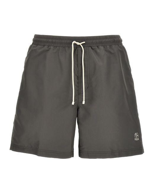 Brunello Cucinelli Gray Polyester Shorts for men
