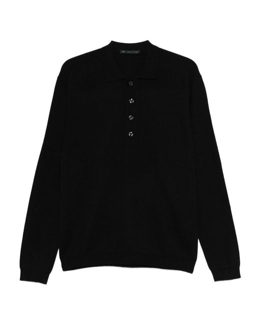 Low Brand Black Sweater With Button Placket Wool for men