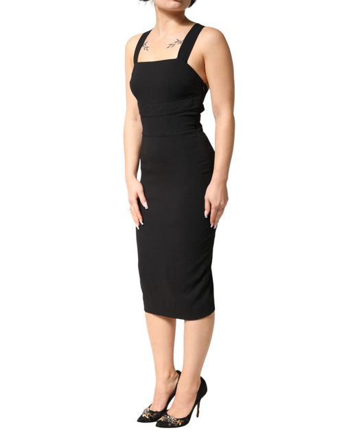 Dolce & Gabbana Black Square Neck Sleeveless Midi Dress 07+Se+Vi
