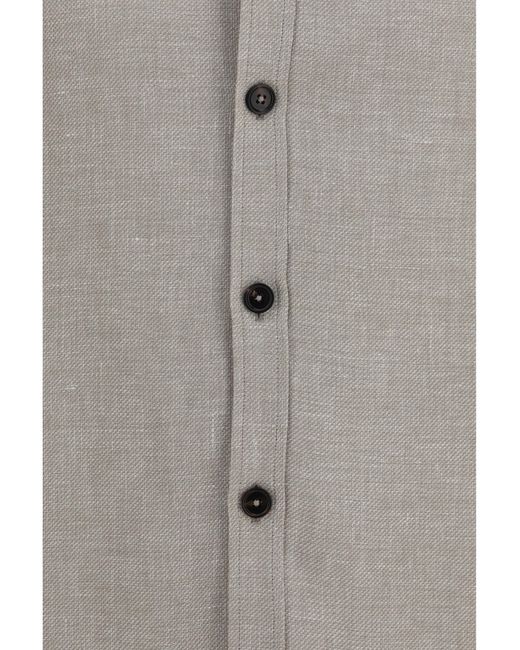 Zegna Gray Cashmere, Linen, And Silk Overshirt Shirt for men