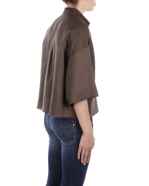 Max Mara Gray Mirano Button-Up Shirt