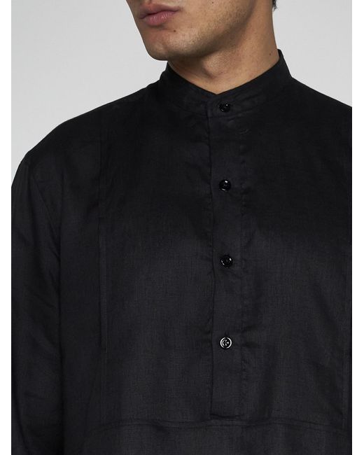 PT Torino Black Mariner Linen Shirt for men