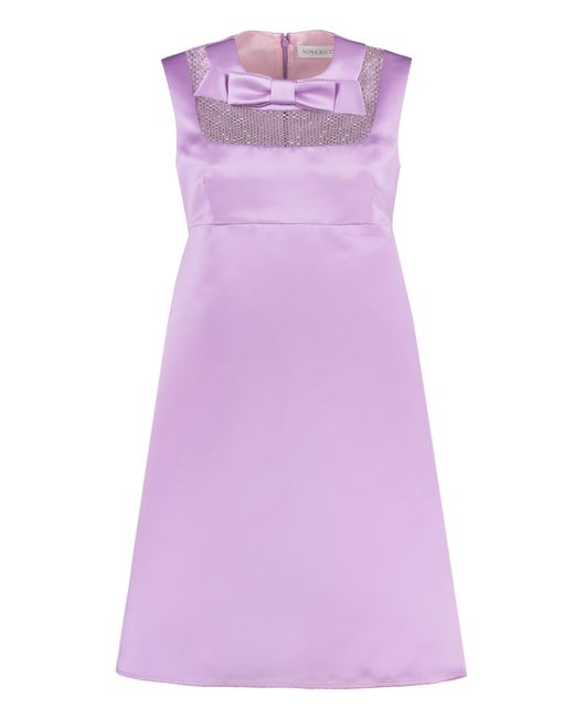 Nina Ricci Purple Satin Dress