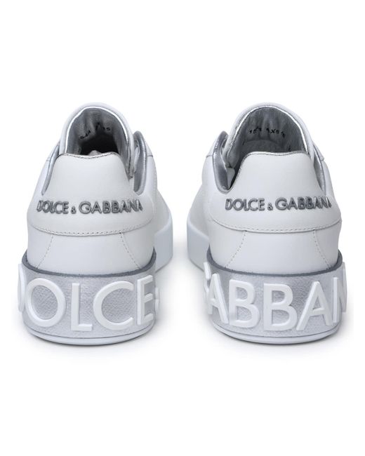 Dolce & Gabbana White 'Portofino' Leather Sneakers