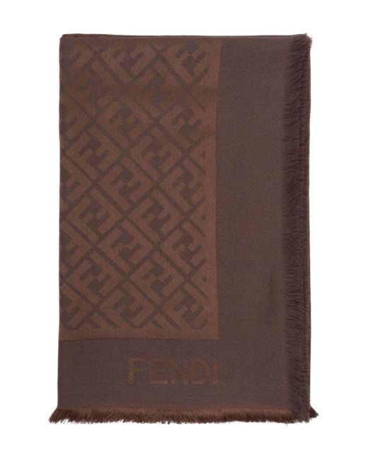 Fendi Brown Organic Silk And Wool Shawl