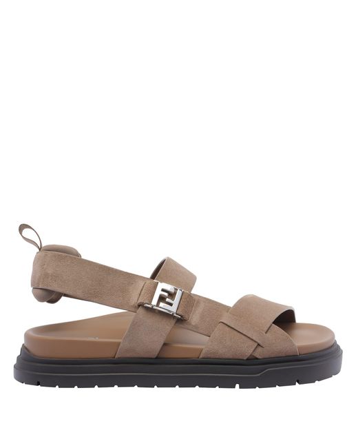 サンダル Fendi FF SUEDE SANDALS Fendi Ff Suede Sandals in Brown for Men | Lyst