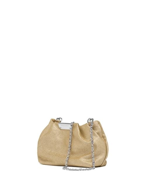 Gianni Chiarini Natural Glitter Pearl Clutch Bag With Curled Effect