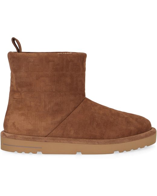 Fendi Brown Ankle Boots Suede Calfskin for men