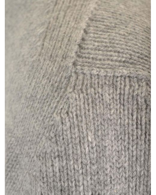 Palm Angels Gray Grey Wool Sweater With White Curved Logo On The Back for men