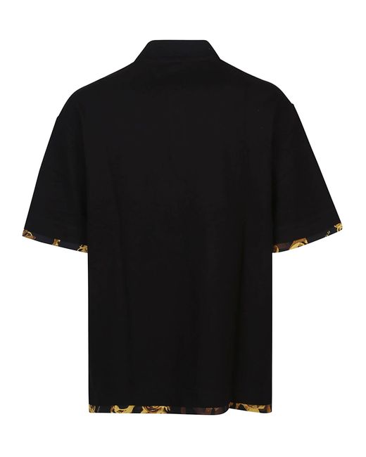 Versace Black Baroque Short Sleeve Polo Shirt for men