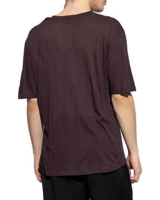 Saint Laurent Brown Crewneck Short-sleeved T-shirt for men