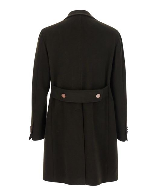 Tagliatore Black 'Arden' Double-Breasted Coat With Notched Revers for men
