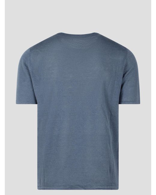 Roberto Collina Blue Linen Knit Short Sleeve T-Shirt for men