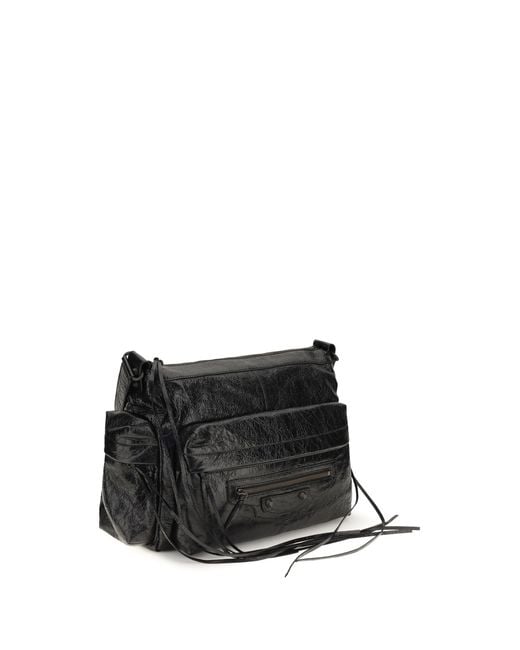 Balenciaga Black Le City Multipocket Medium Shoulder Bag Lamb Ovis Aries for men