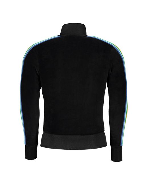 Palm Angels Black Chenille Full-Zip Sweatshirt for men