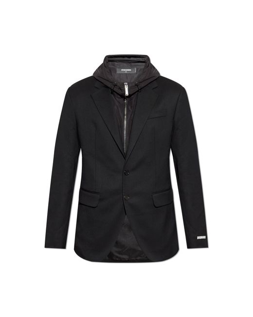 DSquared² Black Blazer With Sewn-In Jacket for men