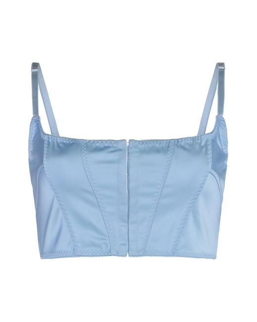 Anna October Blue Cropped Top Polyester Tops