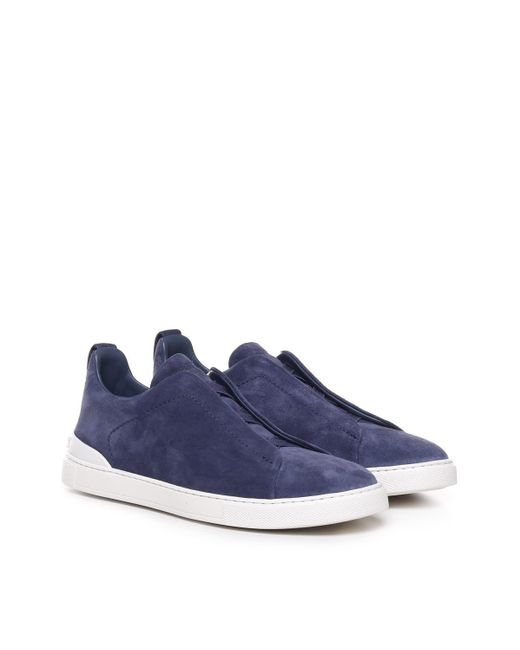 Zegna Blue Sneakers Without Laces for men