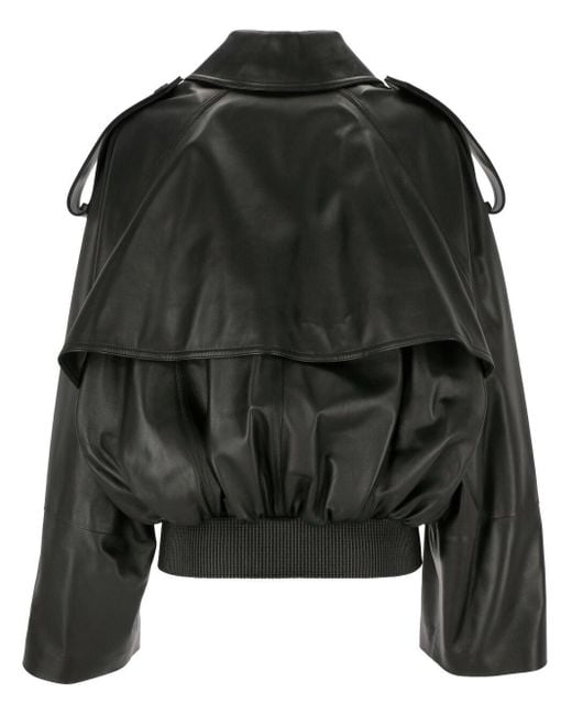 Loewe Black Leather Balloon Jacket