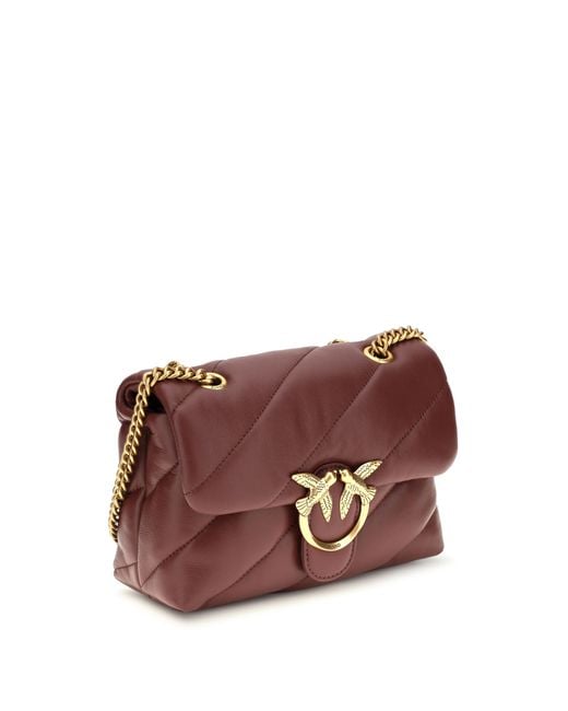 Pinko Purple Love Mini Puff Shoulder Bag Calf Leather Bos Taurus