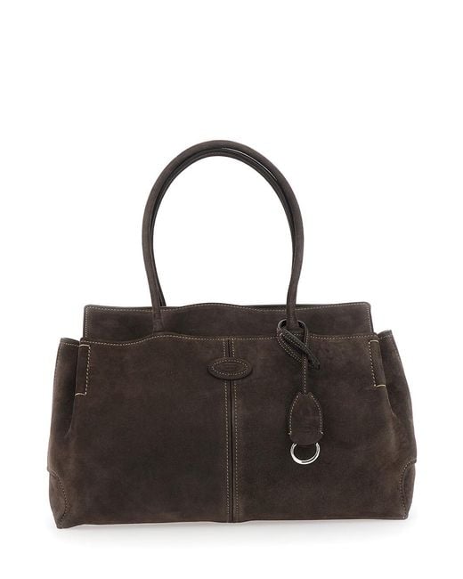 Tod's Black Shoulder Bag With Leather Handles, Calfskin