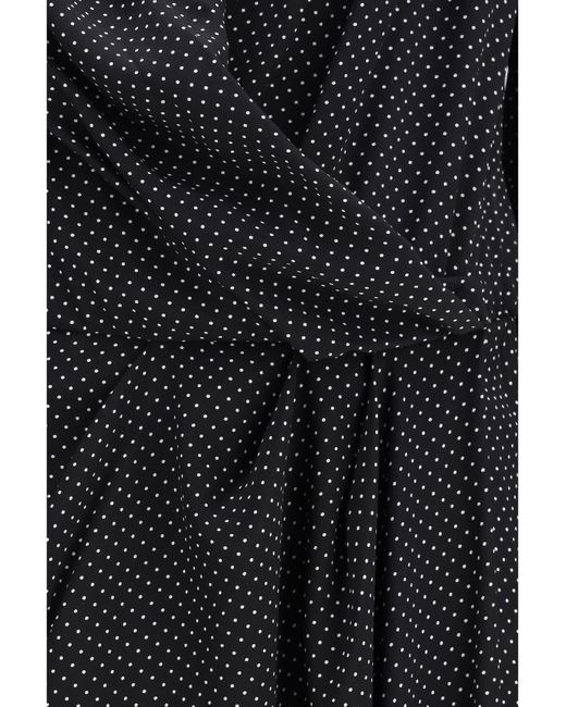 Sa Su Phi Black Criss Cross Polka-Dot Silk Crepe De Chine Long Dress