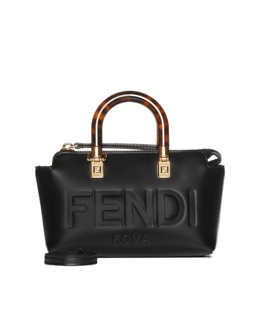Fendi Black By The Way Mini Raffia Tote Bag