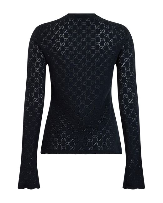 Gucci Blue Long-Sleeve Monogram T-Shirt Cotton T-Shirts & Jerseys