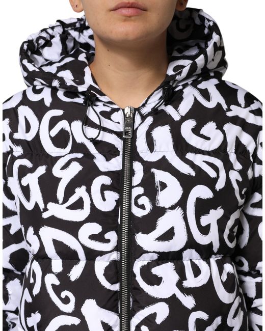 Dolce & Gabbana White Dg Mania Hooded Long Coat Jacket Polyester Clothing