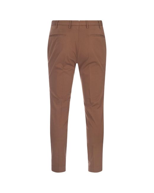 Incotex Brown Tight Fit Trousers for men