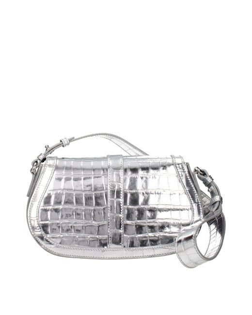 Versace Gray Leather Shoulder Bag