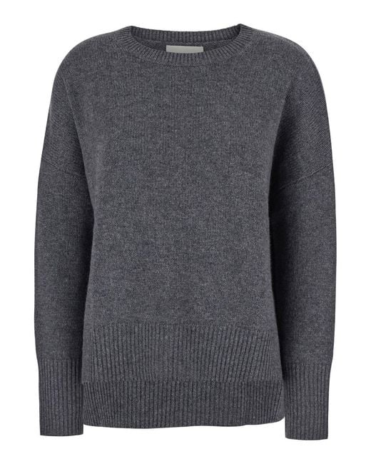 Lisa Yang Gray Sweater U-Neck Cashmere Knitted Tops