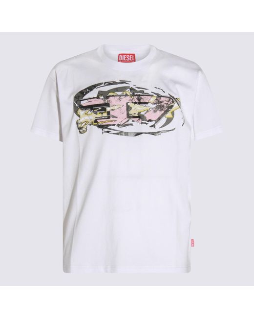 DIESEL White Cotton T-Shirt for men