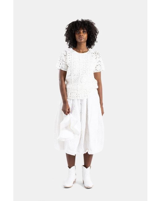 Comme des Garçons White Crochet Knit Top