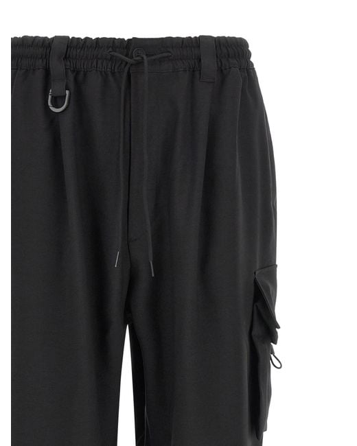 Y-3 Black Polyester Cargo Pants for men