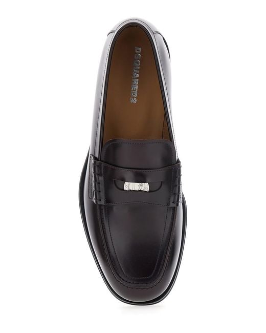 DSquared² Black Bordeaux Loafers With Logo Plaque On The Front for men