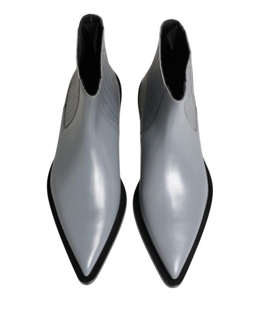 Dolce & Gabbana Gray Light Chelsea Short Ankle Boots Shoes Leather for men