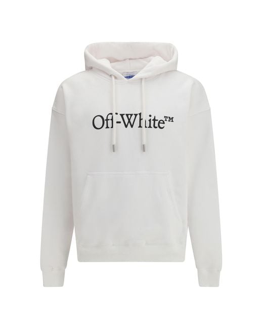 Off-White c/o Virgil Abloh White Big Bookish Skate Hoodie Cotton Sweatshirts for men