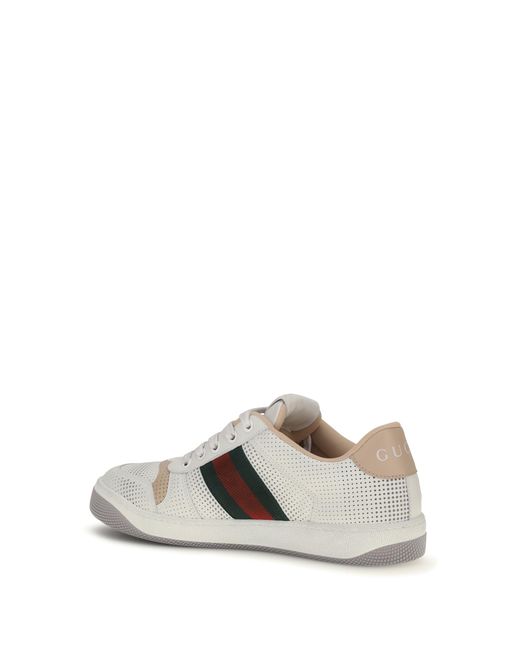 Gucci White Trainers Screener Perforated Leather