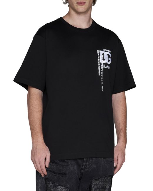 Dolce & Gabbana Black T Shirt With Embroidery And Prints for men