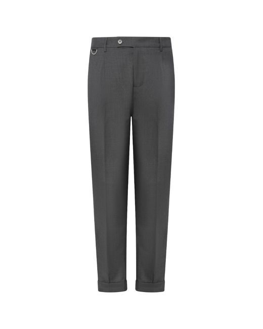 Low Brand Gray Slim Carrot-Fit Virgin Wool Trousers With Single Front Pleat for men