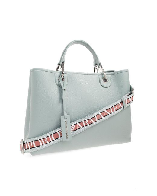 Emporio Armani Blue Shopper Bag With Logo,