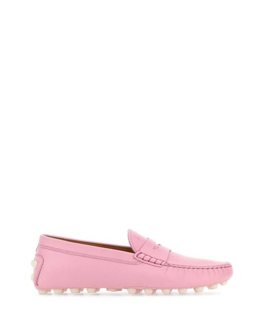 Tod's Pink Rubberized Moccasin