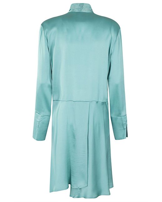 Semicouture Blue Aqua Silk Blend Dress